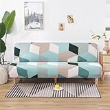 SUIOKPO Universel Housse Canapé Extensible sans Accoudoir, 3 Places Housse De Canape Clic Clac Jacquard Extensible Imperméable Antidérapant Housse Protection pour Futon sans Bras,Style 2