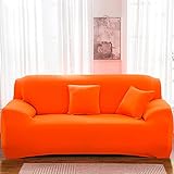 Namzi Couch Cover for Living Room, 2 Seater Stretch Furniture Protector Dust-Proof Loveseat Cover All-Inclusive Cover Furniture Protector Chair Covers for Living Room （Orange）