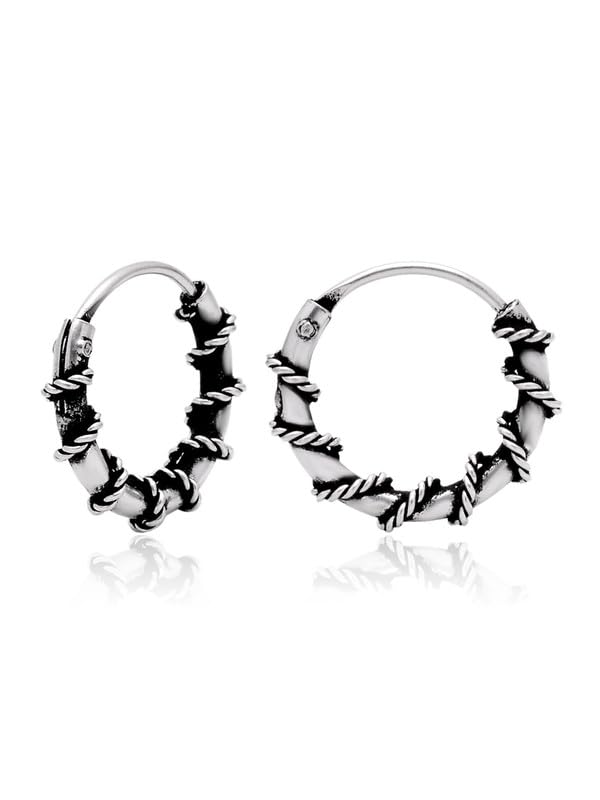 Sterling Steel Large Twisted Hexagon Hoop Earrings-image-1