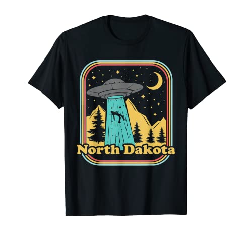 North Dakota Hometown Native UFO Alien Retro State Pride T-Shirt