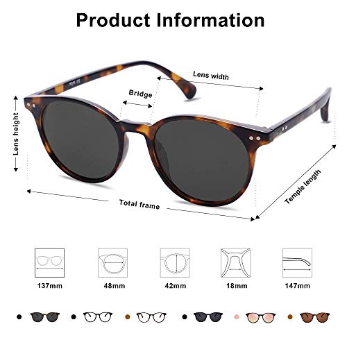 Sojos Small Round Classic Polarized Sunglasses For Women Men Vintage Style Uv400 Lens May Sj2113, Tortoise/Grey #TOP4