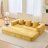 canapé jaune moutarde convertible Tissu chenille de haute qualité : très doux et durable. Un rêve pour ceux qui apprécient le confort et la résistance!