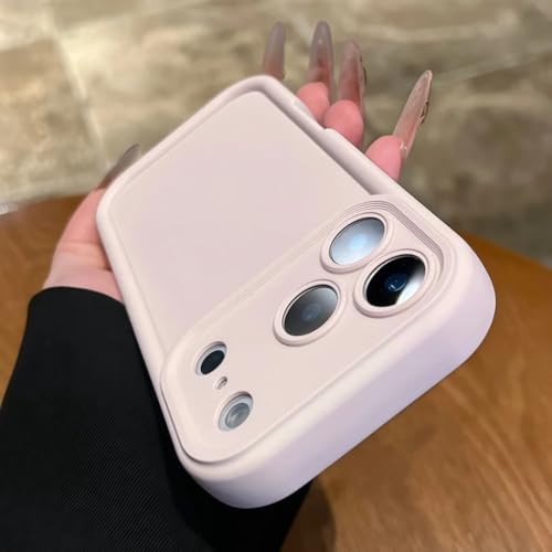 Coque silicone liquide rose pour iPhone 15 Pro protection camera