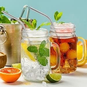 Image of Reusable Stainless Steel Straws - Pack of 5 (2 Straight & 2 Bent) with 1 Brush