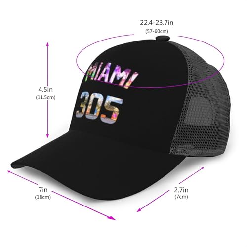 Miami 305 Mesh Baseball Cap - Classic Adjustable Peaked Cap, Trucker Hat for Men and Women3