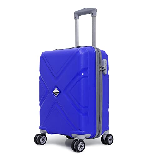 Image of Trolley Bag Small Size, 56 cms Hard Side Travel Bag for Women, 8 Wheel Luggage Suitcase for Travelling, Cabin-Friendly, Scratch Resistant, Small Trolley Suitcase (Blue., Small)