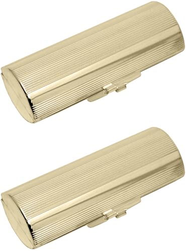 Stephanie Imports Set of 2 Capsule Shaped Lipstick Cases (Gold Ridges)