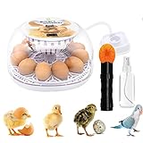 MQUPIN Brutmaschine Vollautomatisch, 12-24 Eier Hühner Brutautomat mit Kandlerlicht, Temperaturregelung Ei Inkubation Hatcher für Hühnergans, Ente, Taube, Wachtel, Vogel