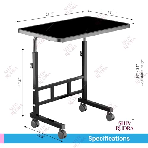 Image of Multi-Purpose Laptop Table, Study Table| Heavy Duty Bed Table| Adjustable for Height, Portable for Office, Work Form Home | DIY Table, Easy to Asembl (Adjustable Black)
