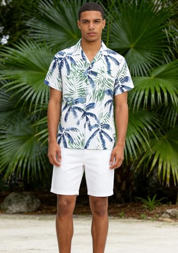 Image of Cromoncent Matching Hawaiian Outfits for Family, Dad and Son Matching Luau Beach Tropical Shirts Mommy Daughter Tropical Sets