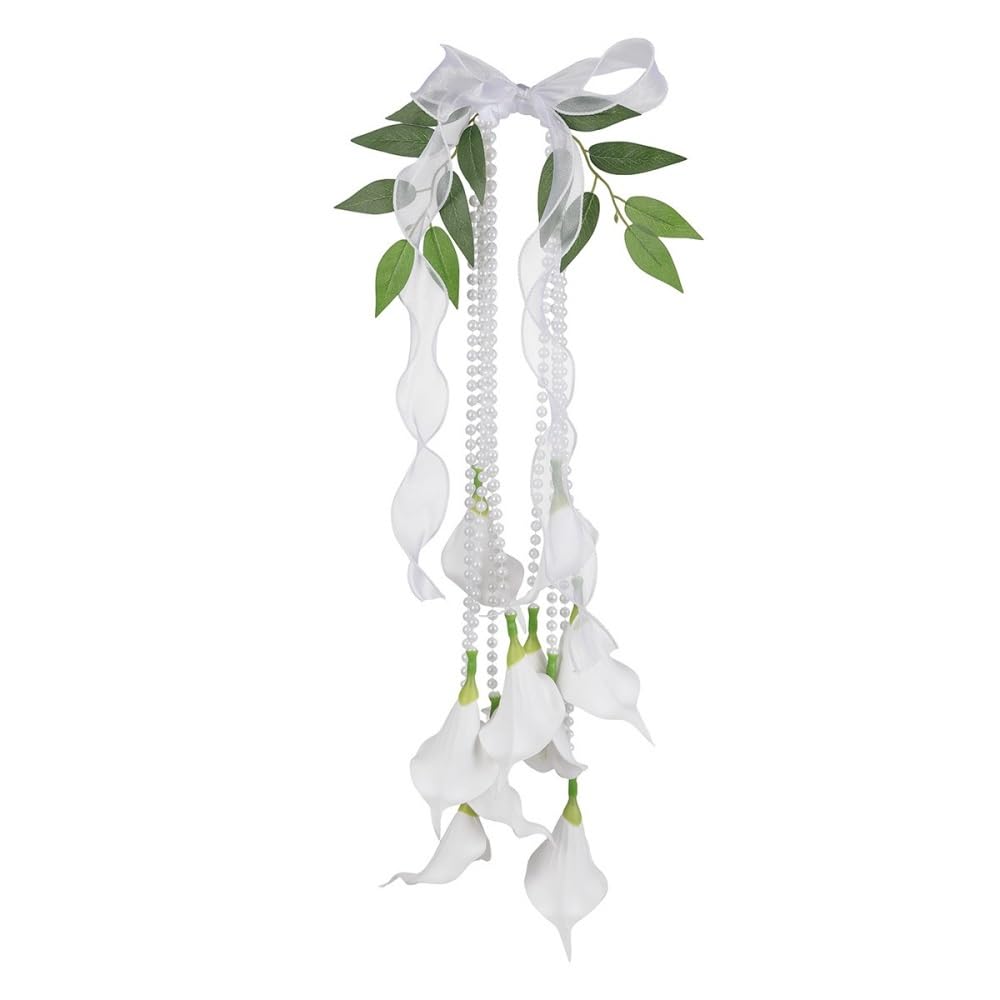 Huffa White Elegant Calla Lily Hand-Held Bouquet For Photoshoots, Weddings, And Special Occasions