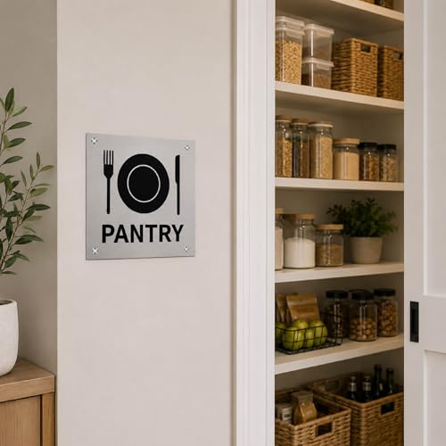 Image of Pantry Sign Board for Office, Restaurant, Hotel, Mall & Commercial Spaces | Durable Wall Mounted Pantry Door Sign | Premium Silver Finish Name Plate Stainless Steel