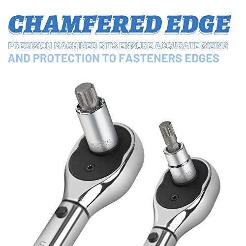 Uyecove Triple Square Socket Set, S2 Alloy Steel | Spline Socket Set 10-Piece M4-M18 | Enhanced Storage Case #TOP5