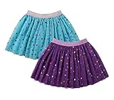 DaniChins Girl's Layered Tutu Skirt Tulle Princess Skirt (Purple, Blue, 5)