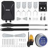 CO-Z Dual Swing Gate Opener Kit, Electric Gate Opener for Doors up to 300kg*2 5.5m, Driveway Home Garden Gate Opening System for Double Gates with Remote Controls & Warning Light & Wireless Keypad