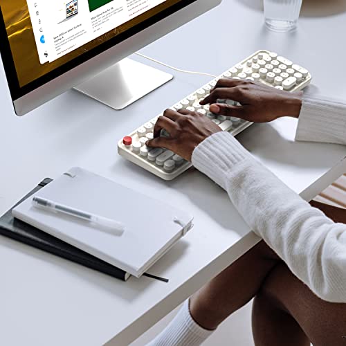 Knowsqt Wired Computer Keyboard - Milky White Full-Sized Round Keycap Typewriter Keyboards, Plug Play Usb Keyboard For Windows, Pc, Laptop, Desktop, Mac #TOP3
