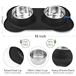 Dog Food Bowls Stainless Steel Pet Bowls & Dog Water Bowls No Spill Non Skid, Feeding Bowls with Dog Bowls Silicone Mat for Small Medium Large Size Dogs, Cat Pet Dog Dishes Set, Black, 3 Cup - Image 2