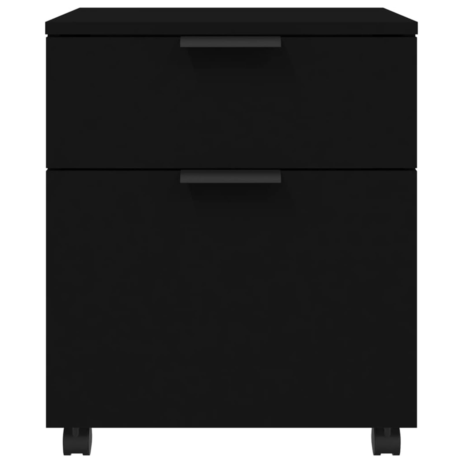 Schedario con Ruote Nero 45x38x54 cm in Legno Multistrato,Cassettiera, Mobiletto da Ufficio con Serratura,Regolabile per Cartelle Sospese, Superficie Testurizzata, per Ufficio, Studio