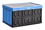 Muscle Rack FPSCWL-Blue Folding Plastic Storage Crate with Lid Blue, 11.8