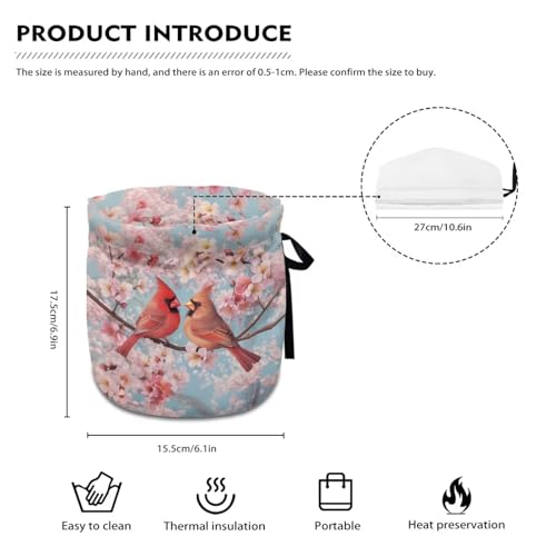 Image of Xoenoiee Cardinal Bird Cherry Blossom Print Tea Cozy Cotton Tea Cosy for Teapots Keep Warm Teapot Cover Insulated Kettle Cover for Home Kitchen Table Decor