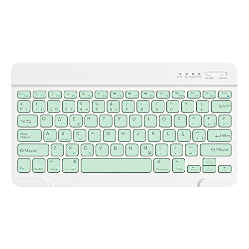 HZD Teclado Bluetooth Español,Light Teclado Inalámbrico Portátil para iPhone de iOS,iPad,Samsung,Lenovo,Huawei,Android,Windows,Compatible con Todos los Dispositivos con Bluetooth