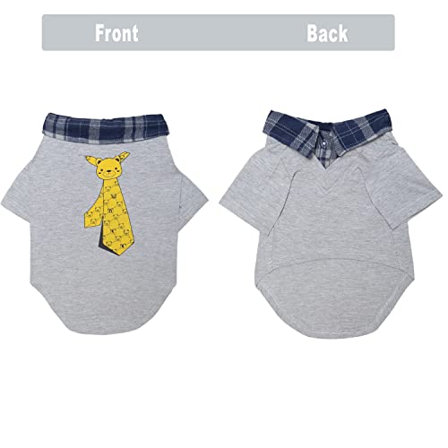 Image of Lulala Dog Shirts Clothes with Tie Print, Soft and Breathable Pet Apparel Outfits for Small Medium Large Dog Clothes Cozy Casual Fashion Costume (Grey, 20Inch)