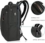 KROSER Sac à dos pour ordinateur portable grand pour 15.6-17.3 Inch Ordinateur portable avec USB Charger Port Water-Repuldent School Sac à dos Sac à jour occasionnel pour les affaires / Collège / Femmes / Hommes-Charcoal Noir