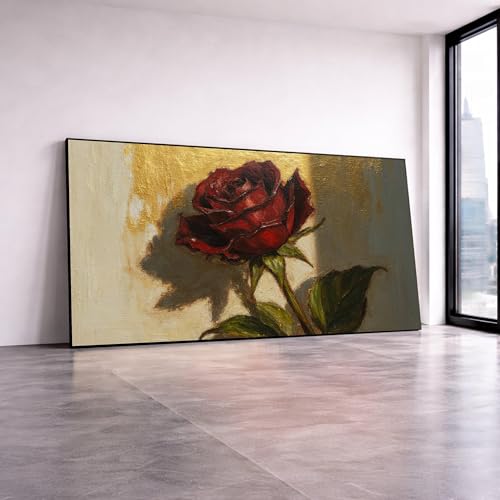 Tableau imprimé de roses rouges toile affiche botanique romantique 50x90cm