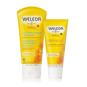 Weleda Baby Calendula 2-in-1 Gentle Shampoo-Body Wash and Diaper Cream Duo, 6.8 Fluid Ounce, 2.8 Fluid Ounce, Plant Rich…