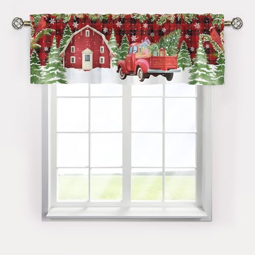 Curtains Valance,Christmas Snowflake Short Valance Window Curtains,Blackout Window Valance,Rod Pocket Valance for Window,Window Curtains for Kitchen Bedroom Bathroom Living Room Christmas Decor