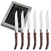 Amefa Royal Steak Knives Set of 6 Premium Hardened Stainless Steel Triple Rivet Pakka Wood Ergonomic Handle Design Serrated Edge 4 Inch Blade Steak Knife Dishwasher Safe
