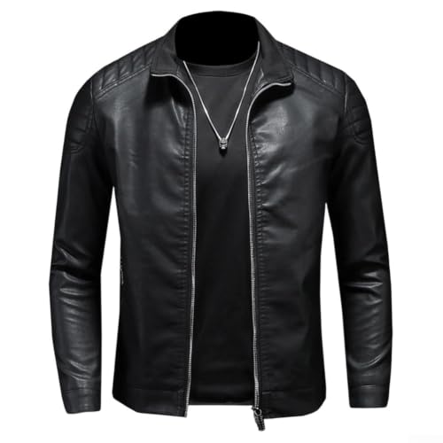 Veste de motard homme en similicuir noir idéale pour un style décontracté