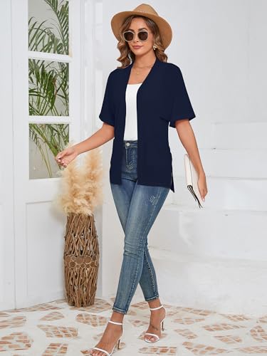Image of Heymoments Women's Lightweight Open Front Knit Cardigans Short Sleeve Casual Soft Drape Summer Cardigan S-2XL