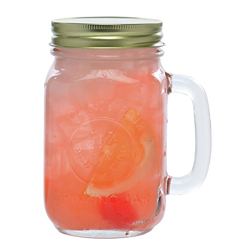 Set Of 6 County Fair Glass Drinking Jar With Handle #TOP1