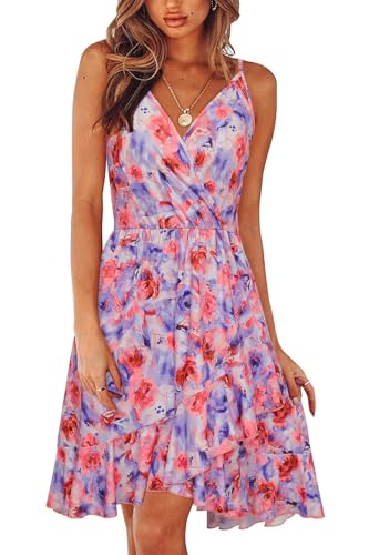 Image of Newshows Women's Lightweight Summer Wrap Dress 2026 V Neck Spaghetti Strap Midi Beach Vacation Sundress