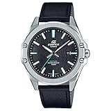 Casio Reloj Cuarzo Hombre 46.00mm con dial Analógico Negro y Correa de Cuero Azul EFR-S107L-1AVUEF