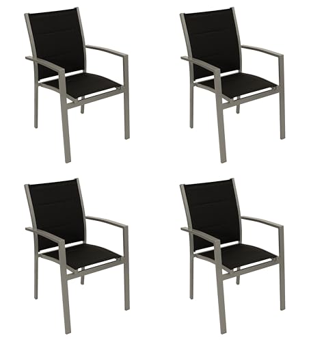 DEGAMO Gartenstuhl Stapelsessel Rivera, Aluminium Silbergrau + Textilgewebe...