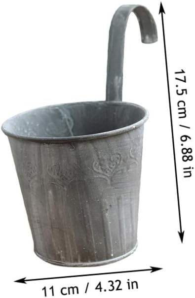BESPORTBLE 5pcs Vintage Iron Hanging Buckets Garden Flower Pots Balcony Planters with Hooks for Outdoor Home Decoration