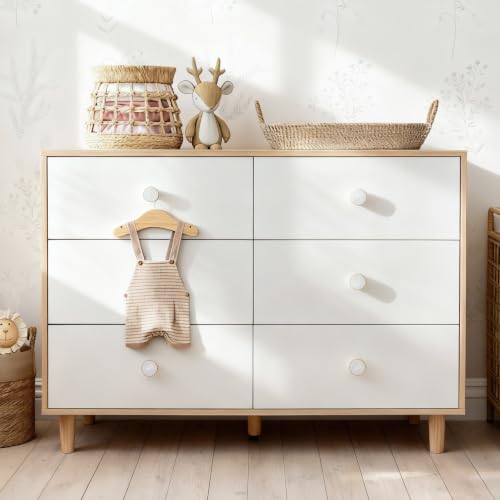 White Baby Dresser for Bedroom, 6 Drawer Organizer for Closet Storage - image 1