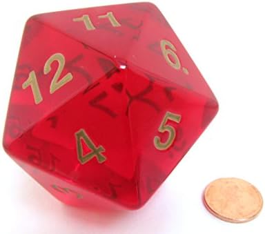 Koplow Würfel - Transparent: Countdown Rot/gold (1 Im Beutel, 55mm W20)