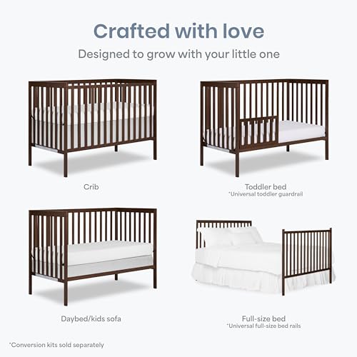 Image of Dream On Me Synergy 5-in-1 Convertible Full Size Baby Crib, Walnut Brown
