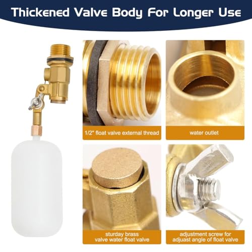 Valve flottante en laiton robuste 1/2 avec filetage précis et bras ajustable