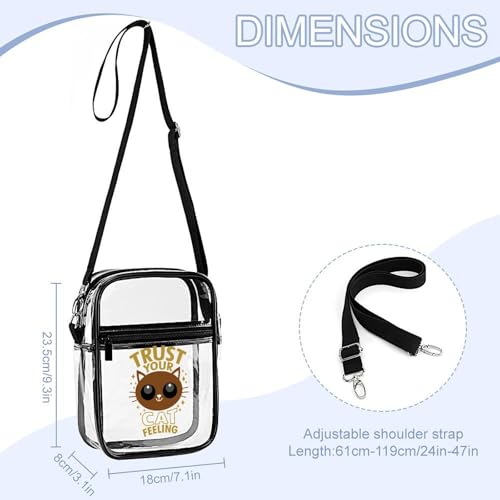 Trust Your Cat Feeling. Clear Crossbody Bag Stadium Bag Adjustable Side Shoulder Bags Messenger Bag with 2 Compartments2