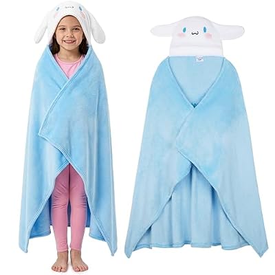 Hello Kitty Sanrio Manta con Capucha para Niñas Adolescentes, Kuromi Cinnamoroll Manta Polar Sofa Cama 90x130cm, Regalos Anime (Azul Cinnamoroll) | Ya disponible en tu tienda friki favorita! En mundofriki.es!