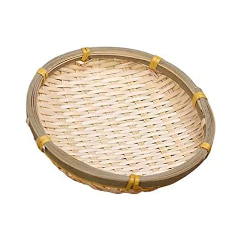 Bamboo Basket Durable Round Storage Hamper Tray Natural Hand Woven Bread Basket for Bread Fruit Food Cover