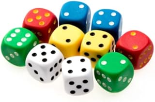 JKG® 10 Pack STANDARD GAME DICE - D6 Dice Set | Tumbling Rolling Coloured Dice | Perfect For Any Dice Board Games, STEM Educational Math Dice Games | Party Bag Filler Toy