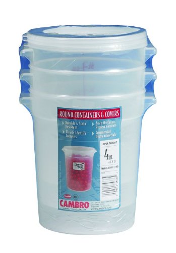 Cambro4-Quart Round Food-Storage Container with Lid, Set of 3