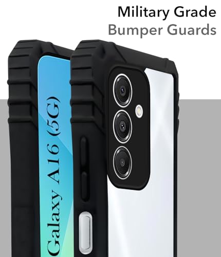 Image of Jkobi Back Cover Case for Samsung Galaxy A16 5G (Ultimate Shockproof Bumpers | Anti Yellow | Rugged Armor | Hybrid PC | Black)