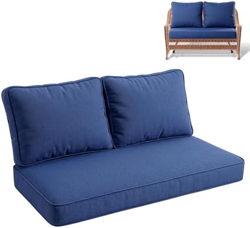 Srora Outdoor Loveseat Cushion Set, 48 x 24 x 4 Seat Cushion + 2 ...
