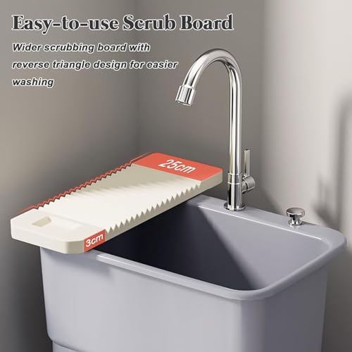 Freestanding Utility Sink,Slop Sinks,Mop Sink with Roller, Commercial Floor Mop Sink, Pedestal Utility Sink, for Kitchen/Restaurant/Business/Garages,Black,6(Black-40cm